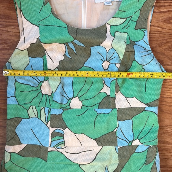 Boden Green and Blue Floral Retro Pocket Sleeveless Shift Dress Size 6 Long - Picture 10 of 11